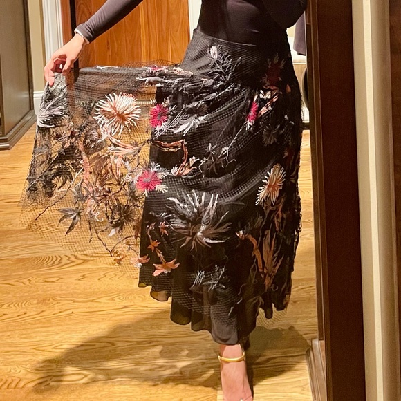 Dior Dresses & Skirts - Christian Dior Net and Tulle Embroidered Floral Skirt